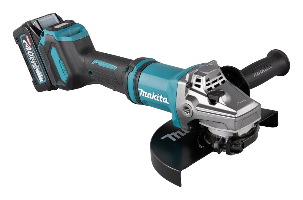 Makita GA038GT201 - Wydajna bezszczotkowa, akumulatorowa szlifierka kątowa z tarczą 230 mm do ciężkich zastosowań.