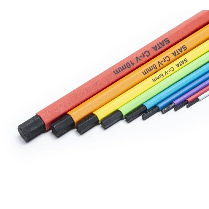 Sata ST09107CHBSJ - Każdy klucz wyposażony został w kolorowy rękaw z wyraźnym oznaczeniem rozmiaru, co znacznie przyspiesza dobór odpowiedniego narzędzia