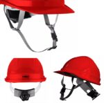 NEO Hełm przemysłowy z paskiem podbrótkowym, CZERWONY